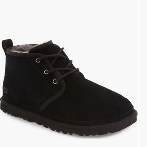 UGG Neumal Black Suede Sherpa Lined Chukka lace up boot women size 6